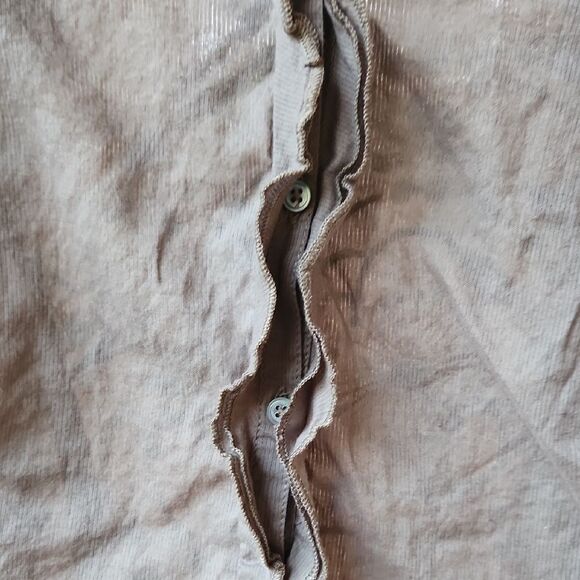 Brown Ruffled Button-Up Shirt Womens XL By Calvin Klein Jeans - Picture 3 of 10